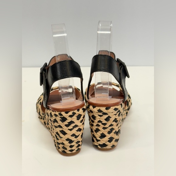 Robert Clergerie Black and Tan Wedge rattan Sandals with Ankle Strap size 8 - Picture 4 of 8